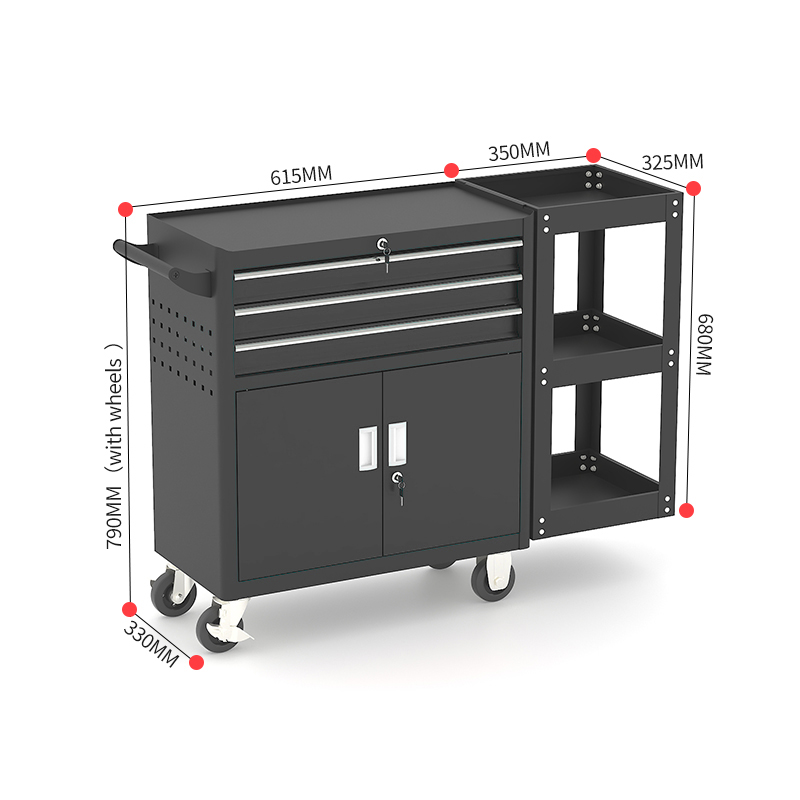 Three Drawer Steel Tool Trolley - Image 7