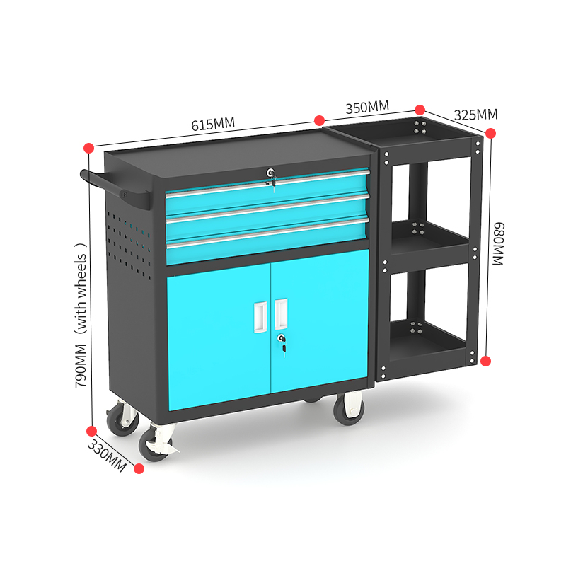 Three Drawer Steel Tool Trolley - Image 6