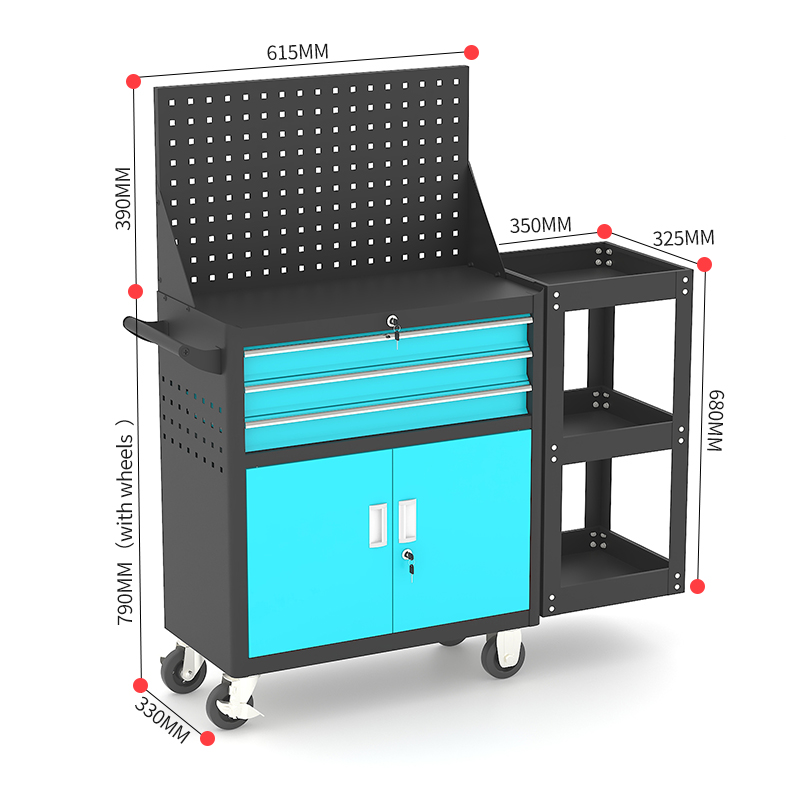 Three Drawer Steel Tool Trolley - Image 9