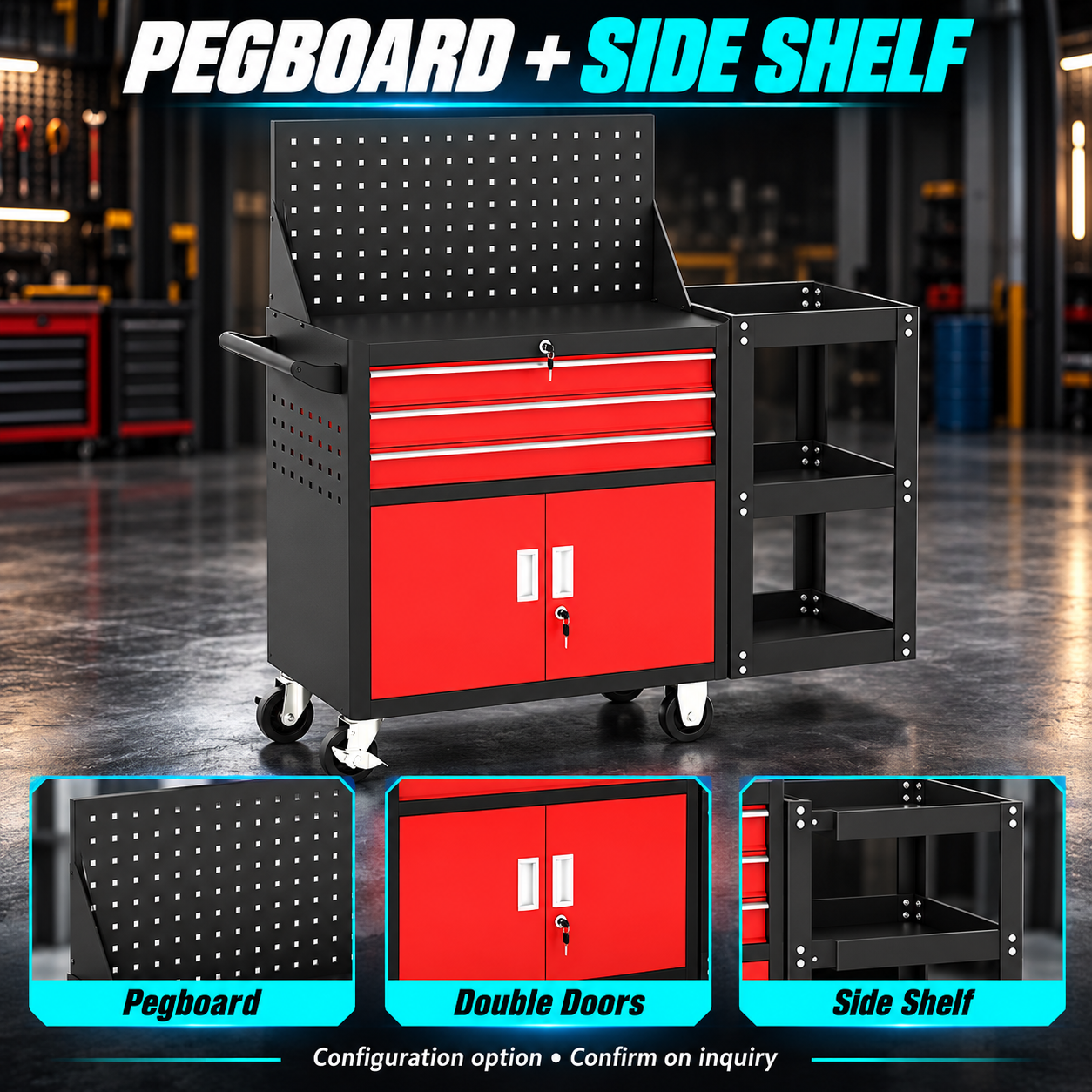 Three Drawer Steel Tool Trolley - Image 4