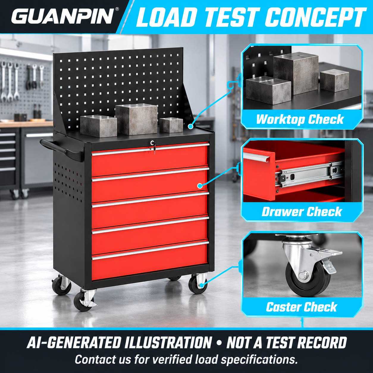 Five Drawer Tool Trolley - Image 4