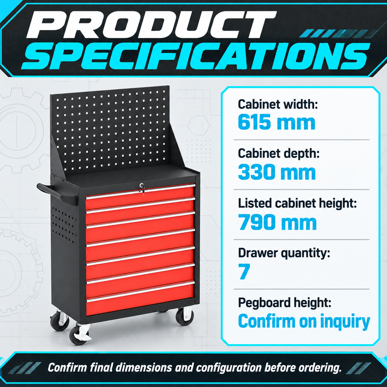 Seven Drawer Tool Trolley - Image 2