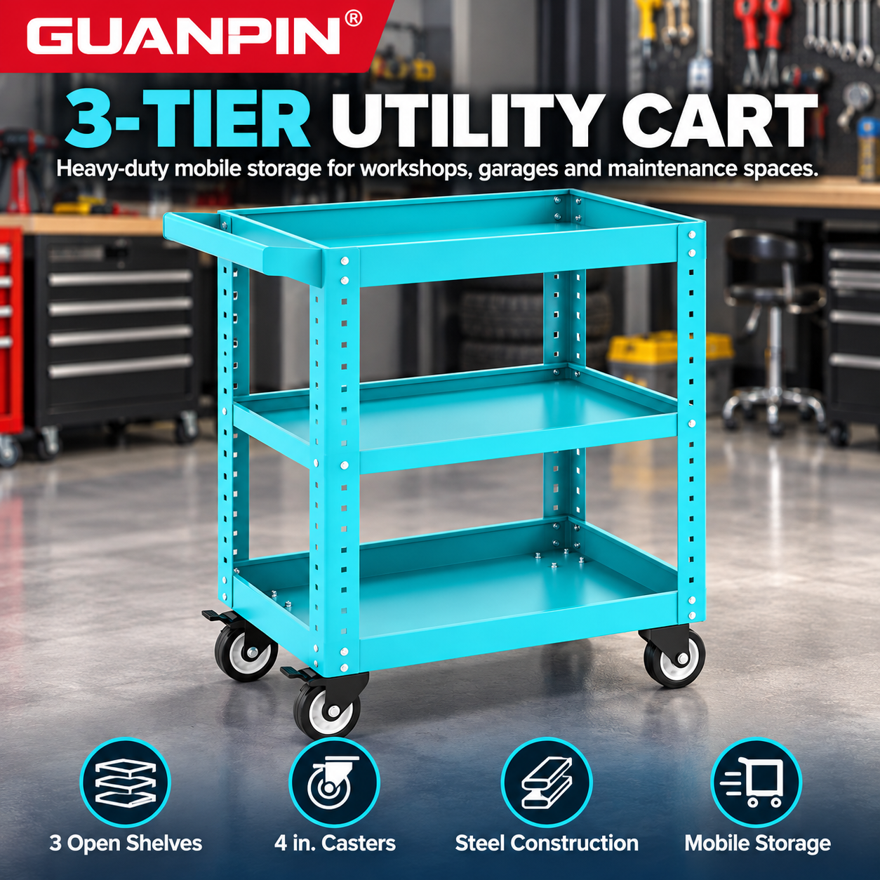 Three-Tier Tool Trolley