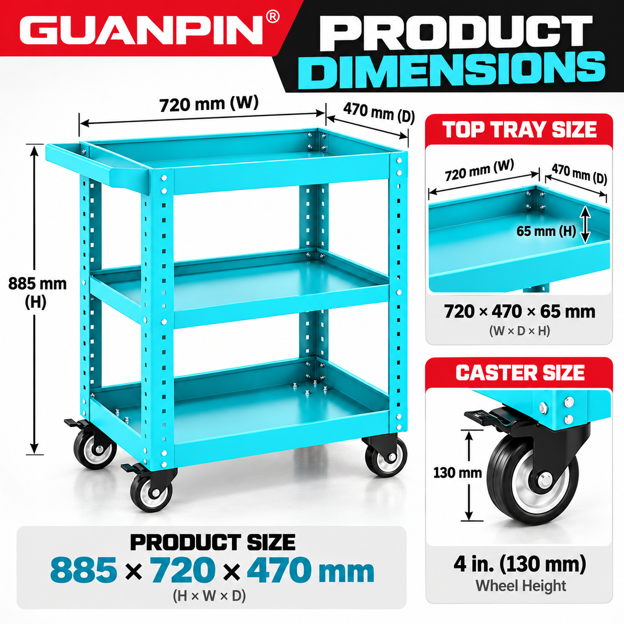 Three-Tier Tool Trolley - Image 2
