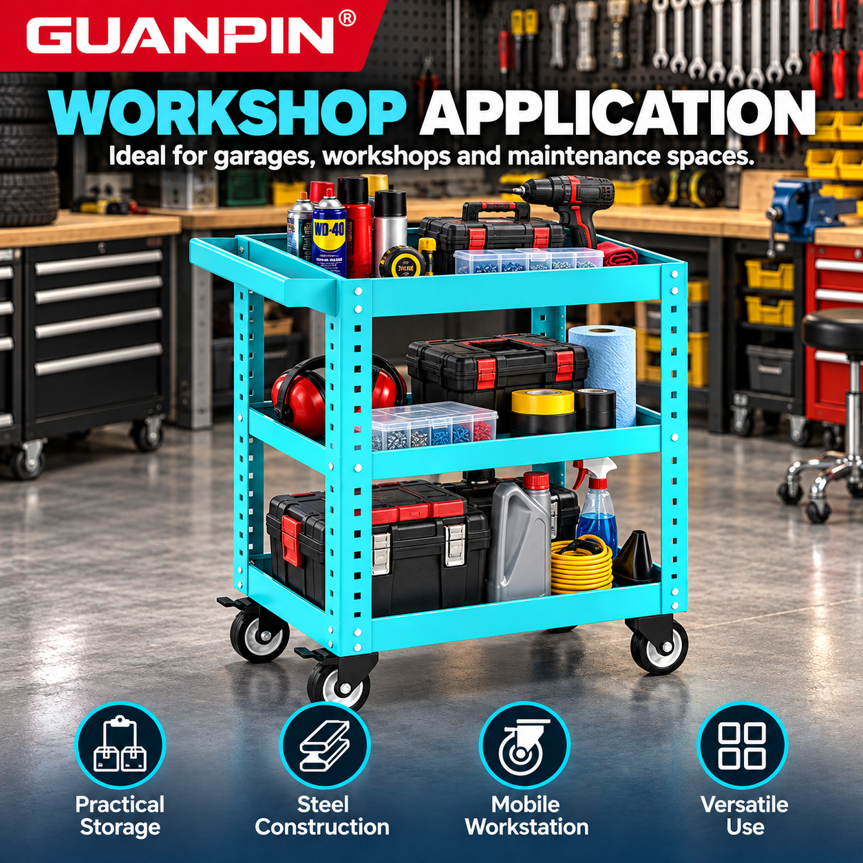Three-Tier Tool Trolley - Image 7
