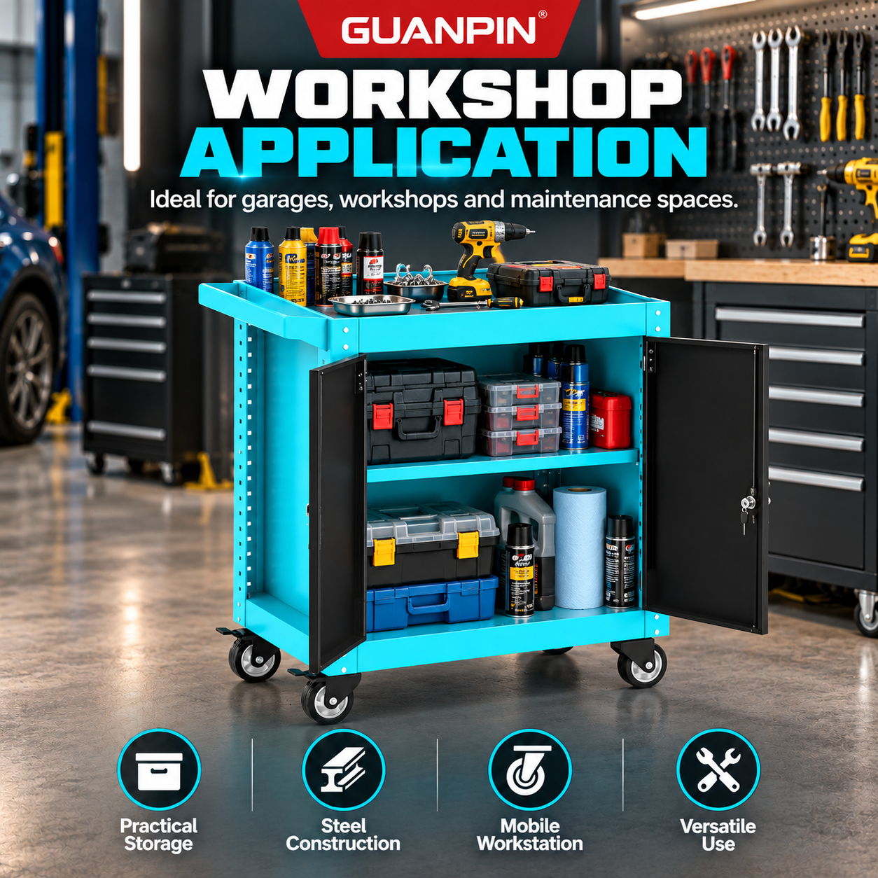 Knock Down 2 Door Tool Trolley - Image 6