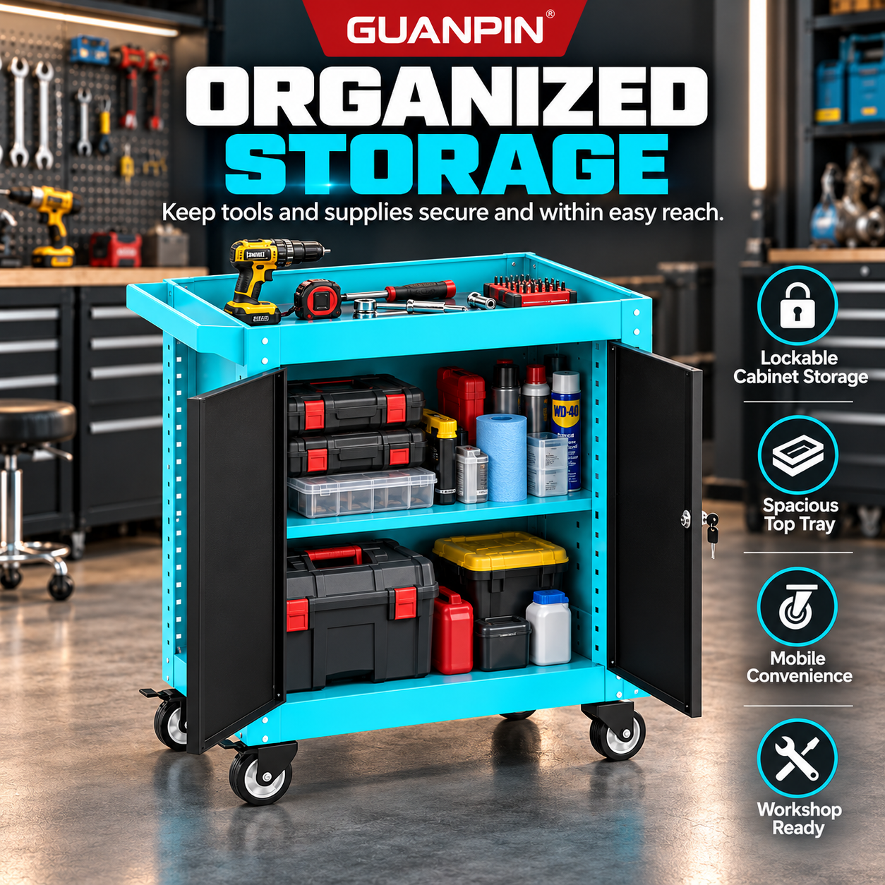 Knock Down 2 Door Tool Trolley - Image 5
