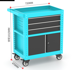 Three-Drawer Tool Cart with Cabinet
