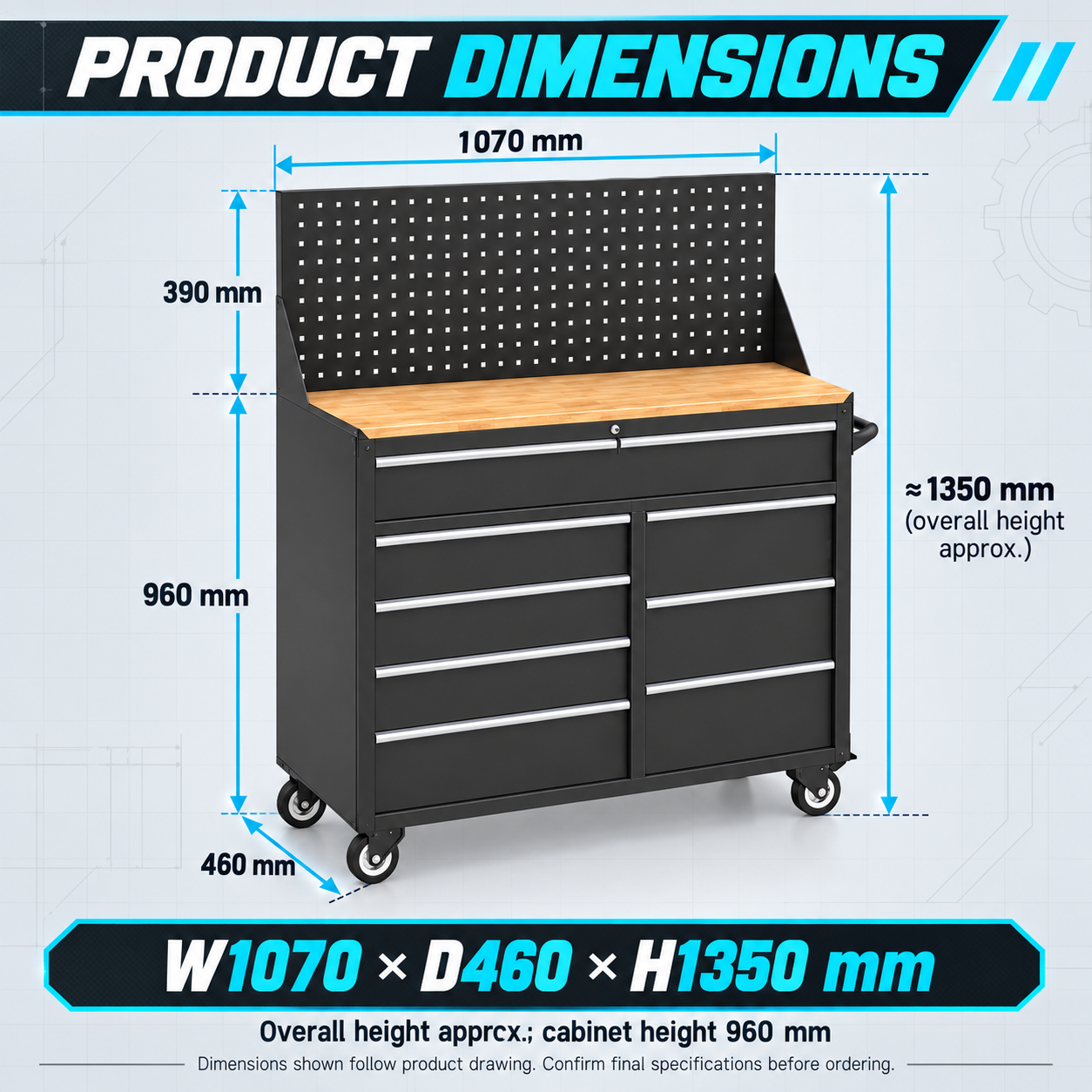 Eight Drawer Tool Trolley - Image 2