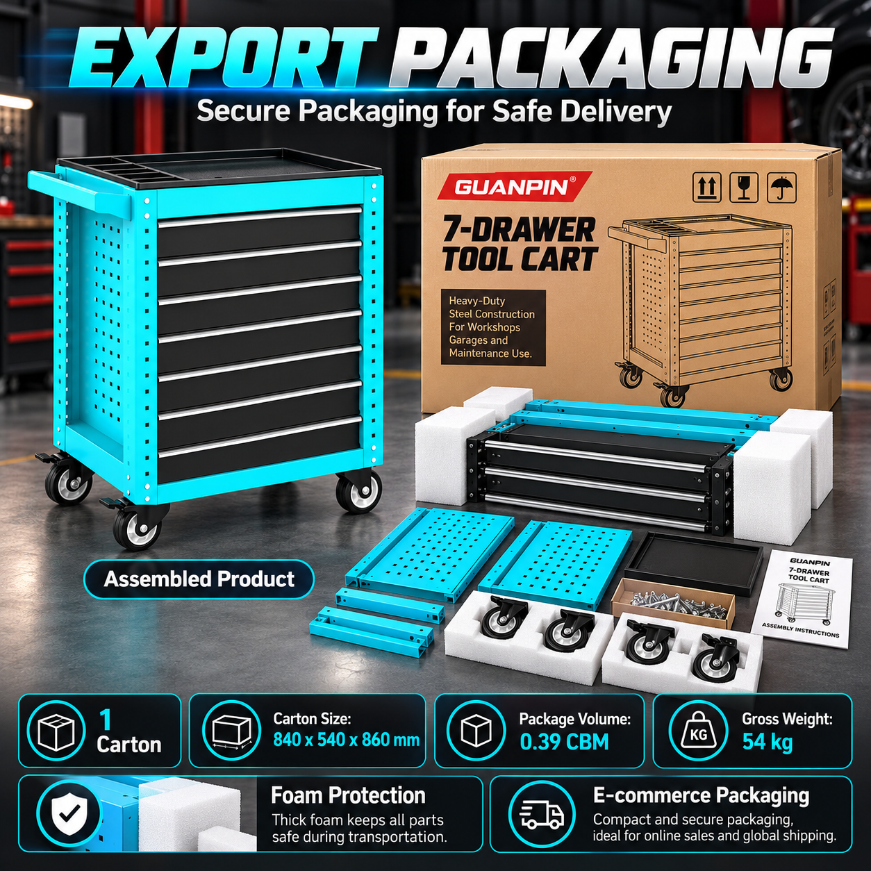 Heavy-Duty 7-Drawer Mobile Tool Cart - Image 4