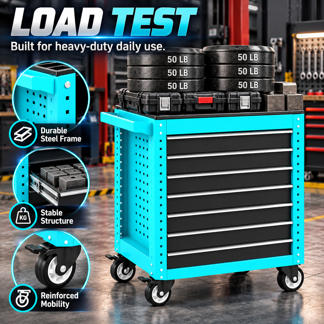 Heavy-Duty 7-Drawer Mobile Tool Cart - Image 6
