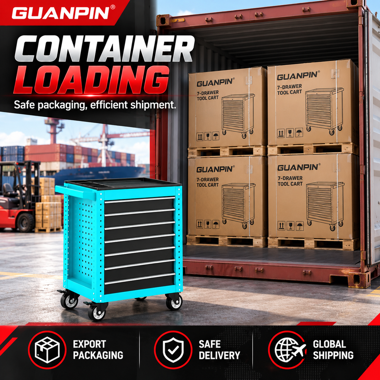 Heavy-Duty 7-Drawer Mobile Tool Cart - Image 8