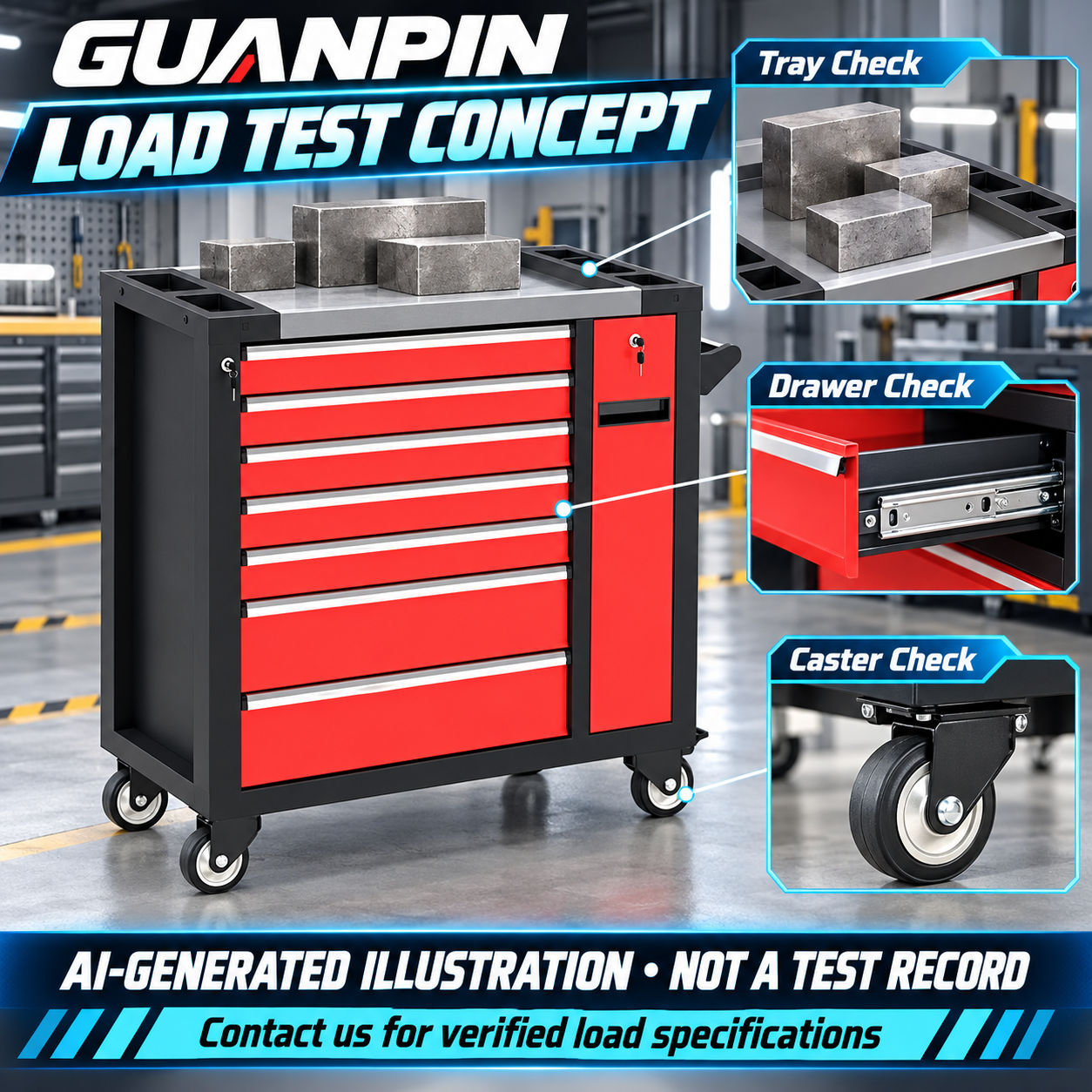 Seven &Side Drawer Tool Trolley - Image 8